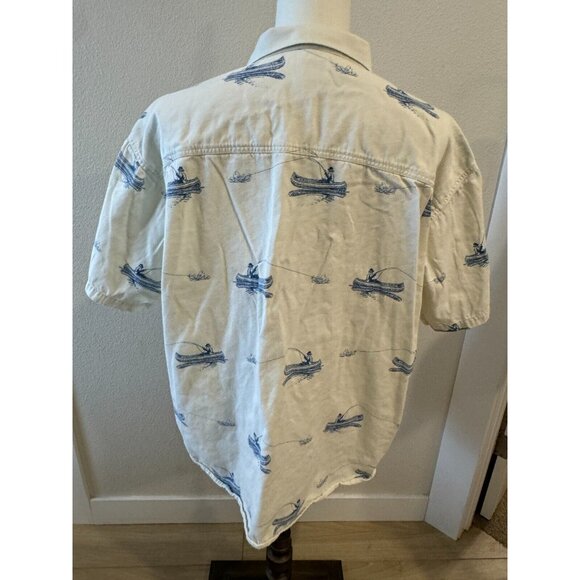 Fishing Mens XL Shirt Barn Fly Authentic Design White Button Up Short Sleeve - Picture 5 of 14